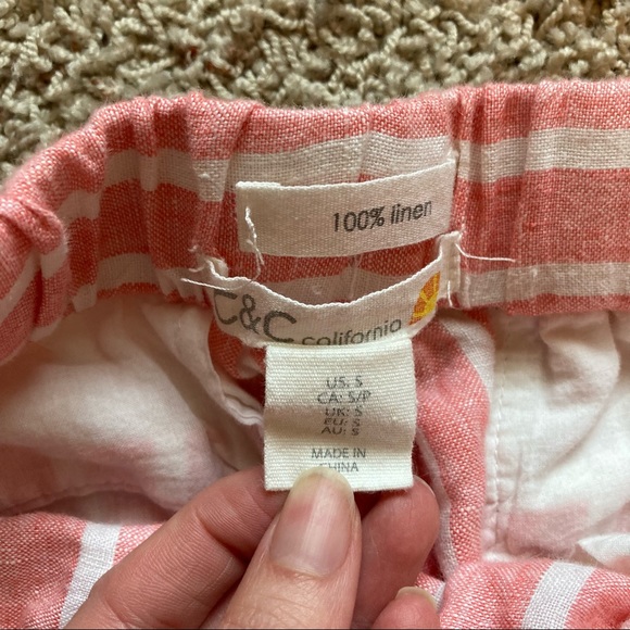 C&C California 100% Linen Wide Leg High Rise Cropped Pants Capris - Picture 4 of 7